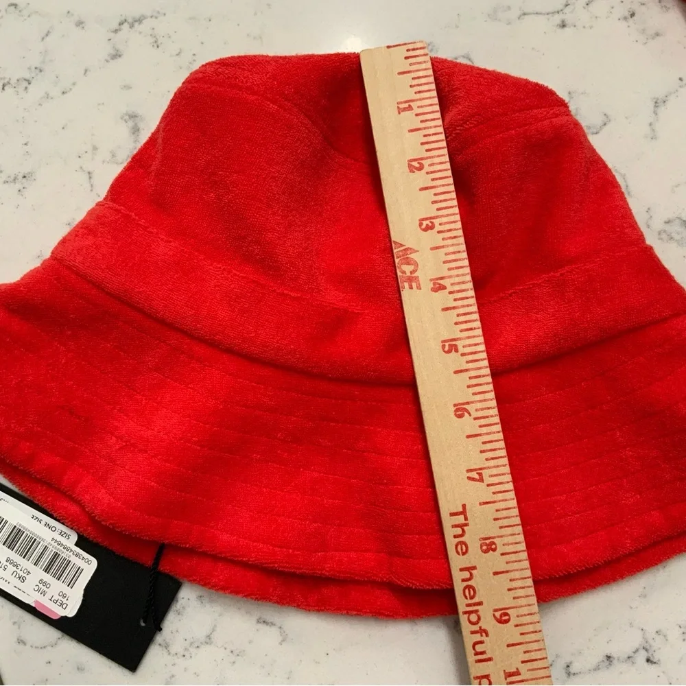 Gianni Bini Terry Cloth Bucket Hat Red New With Tags